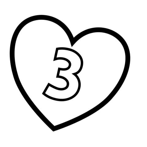 Number 3 in Heart Coloring page