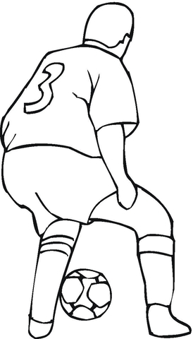 Number 3 Football (Soccer) Player  Coloring page