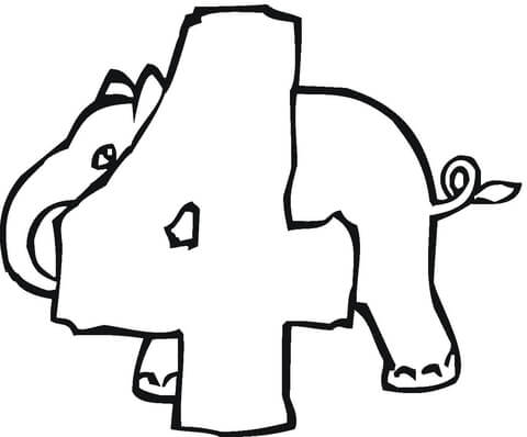 Number 4 Coloring page