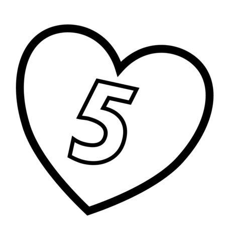 Number 5 in Heart Coloring page