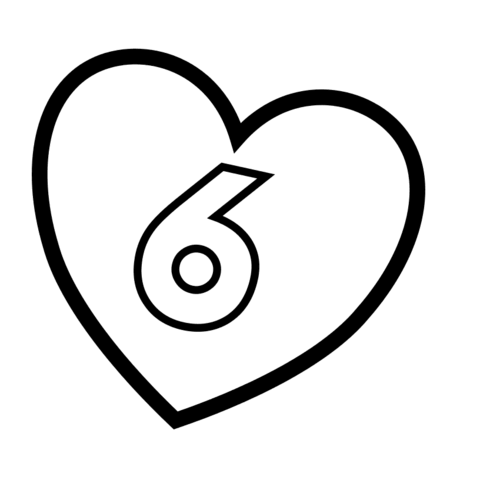 Number 6 in Heart Coloring page