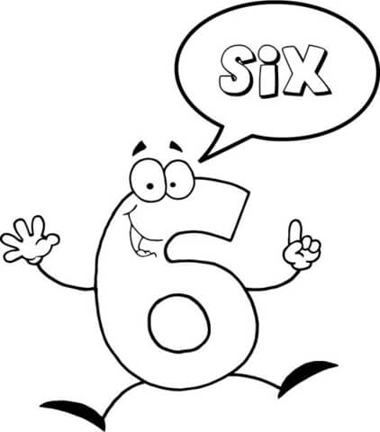 Number 6 Says Six Coloring page