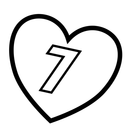 Number 7 in Heart Coloring page