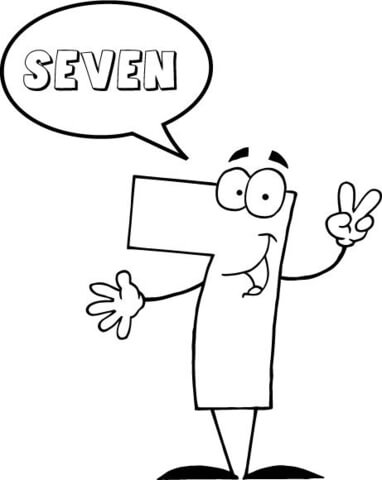 Number 7 Says SEVEN Coloring page