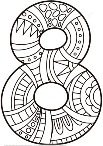 Number 8 Zentangle Coloring page