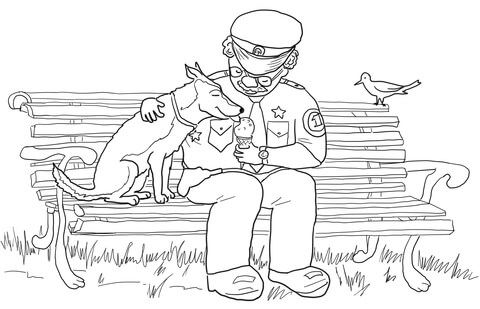 Officer Buckle Sharing Icecream with Gloria Coloring page