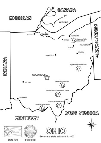 Ohio Map Coloring page