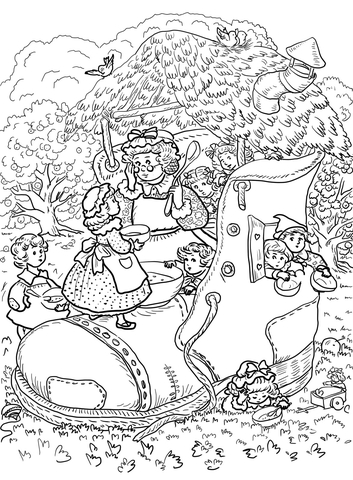 Old Woman Who Lived in a Shoe Coloring page