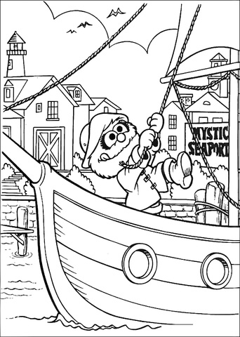 Animal on the boat at Mystic Seaport Coloring page