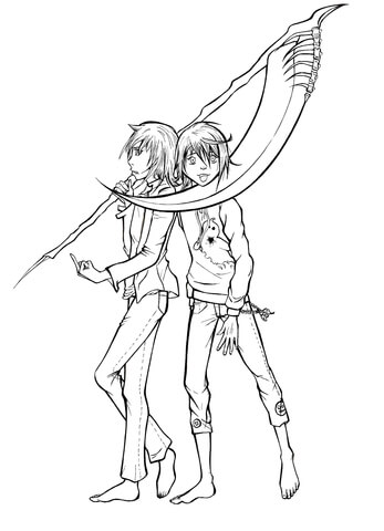 Wanijima Akito and Wanijima Agito from Manga Air Gear (Hepburn) Coloring page