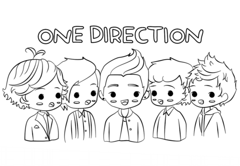 Chibi One Direction Coloring page