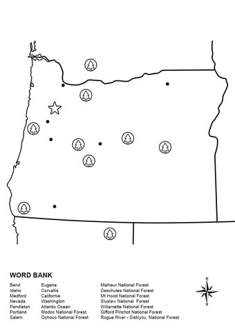 Oregon Map Worksheet Coloring page