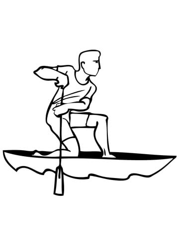 Paddling in Canoe Coloring page