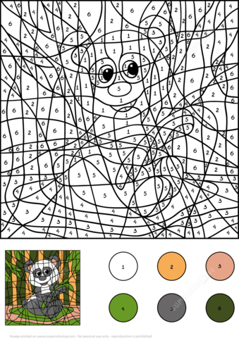 Panda Color by Number Coloring page