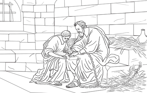 Paul and Timothy in Prison Coloring page
