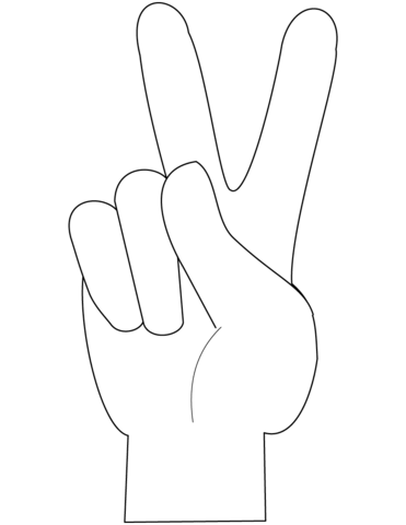 Peace Sign Gesture Coloring page