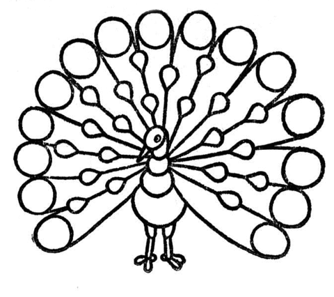 Peacock with Tail Open Coloring page