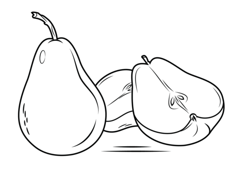 Whole and sliced pear Coloring page