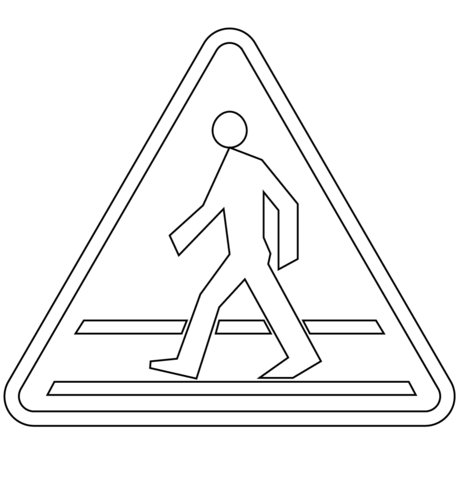 Pedestrian Crossing Ahead A-16 Coloring page