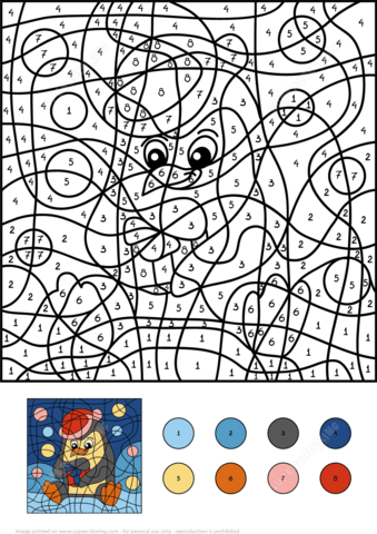 Penguin Color by Number Coloring page