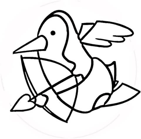 Penguin the Cupid Coloring page