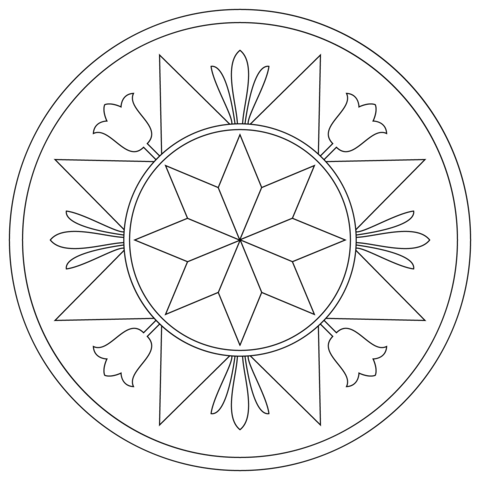 Pennsylvania Hex Sign with Compass Rose Coloring page