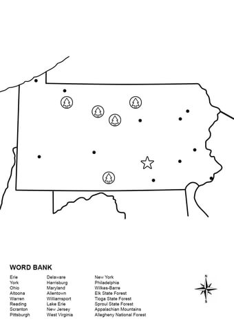 Pennsylvania Map Worksheet Coloring page