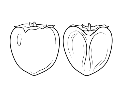 Persimon and its cross section Coloring page
