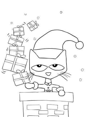 Pete the Cat Saves Christmas Coloring page