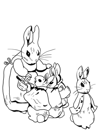 Peter and Family Get Ready for a Walk Coloring page