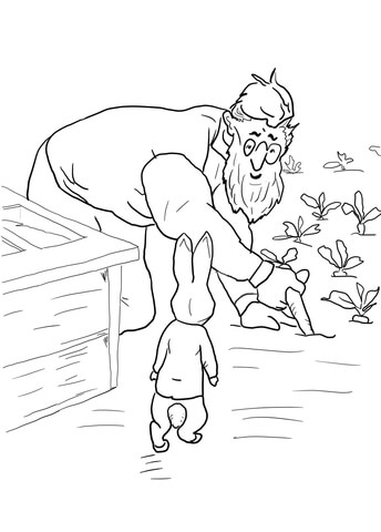 Peter Rabbit is Spotted by mr Mcgregor Coloring page