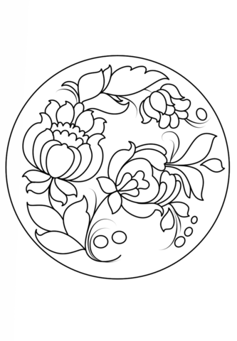 Petrykivka Painting Plate Coloring page