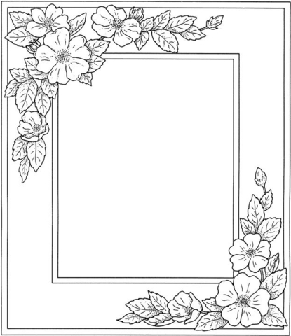 Photo Frame With Flowers  Coloring page