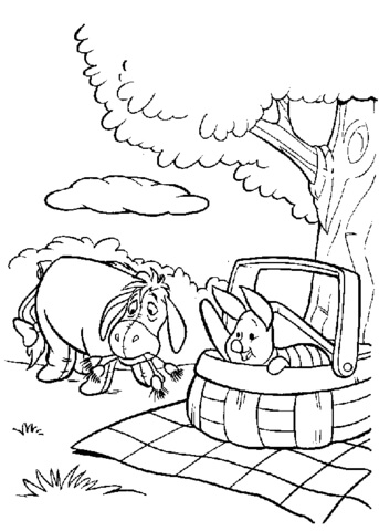 Picnic Of Eeyore And Piglet  Coloring page