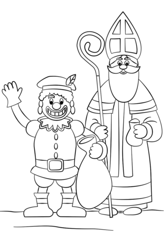 Zwarte Piet and St. Nicholas Coloring page