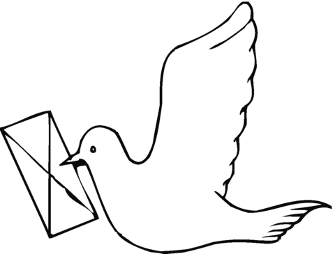 Pigeon Holds A Letter Coloring page