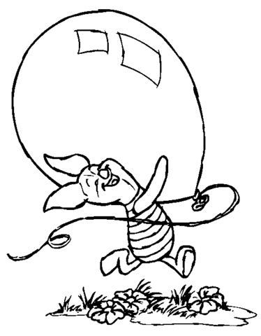 Piglet And His Cute Baloon  Coloring page