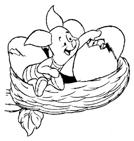 Piglet And Bird Eggs  Coloring page
