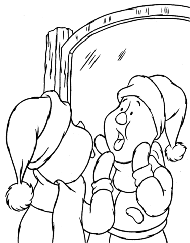 Piglet Is looking at the mirror Coloring page