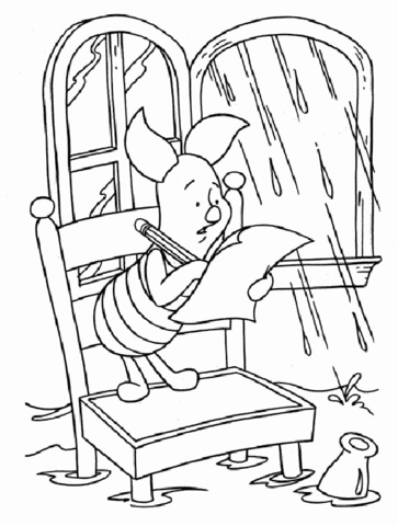Piglet Is Writing a letter Coloring page