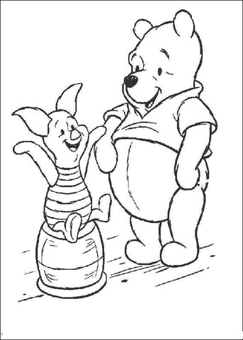 Piglet and Pooh are talking Coloring page