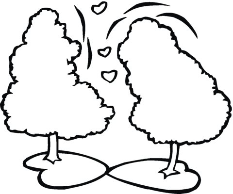 Two Pine Tree Outline Coloring page