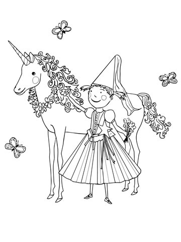 Pinkalicious with Unicorn Coloring page