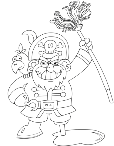 Pirate with Mop Coloring page