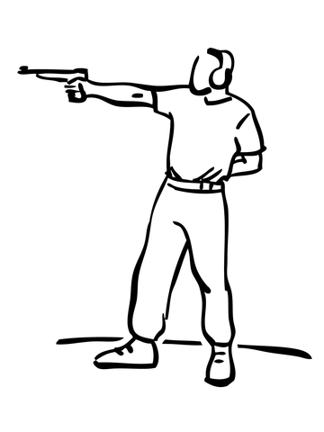 Pistol Target Shooting Coloring page