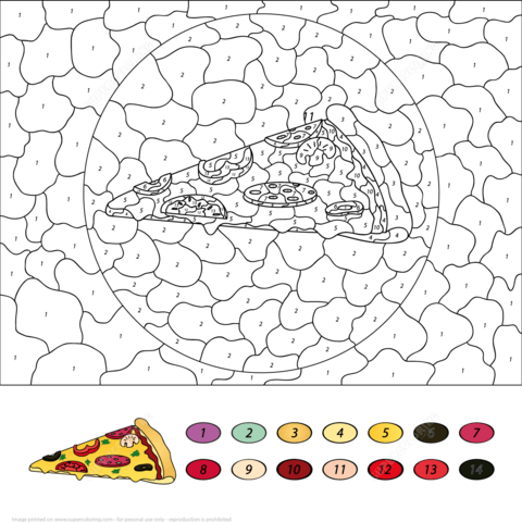 Pizza Color by Number Coloring page