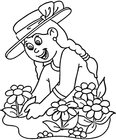Planting Flowers Coloring page