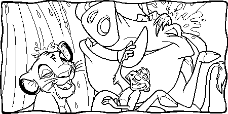 Playing At The Waterfall  Coloring page