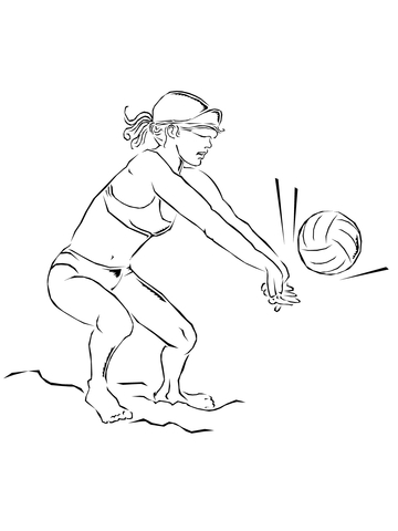 Playing Beach Volleyball Coloring page