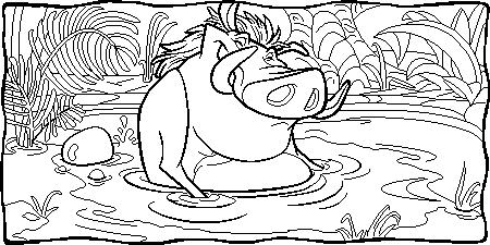 Pumbaa is playing In The Lake  Coloring page